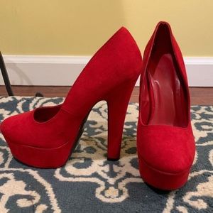 Red Suede Pumps